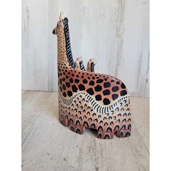 Nesting African soapstone giraffe vintage zoo animals set mama baby - Picture 5 of 6